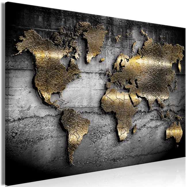 Obraz mapa świata czarno złota